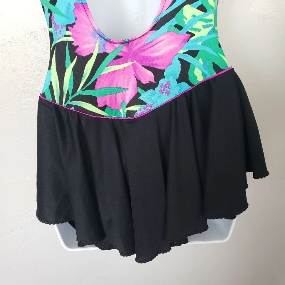 Union Made Vintage Women's One Piece Swimsuit Tropical Floral Skirt Colorful 6 - Picture 12 of 14